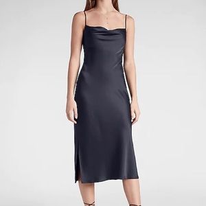 Express Satin Cowl Neck Midi Slip Dress